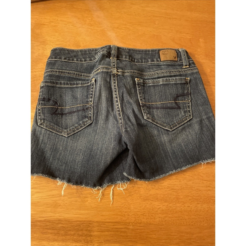 American Eagle AE Shorts Size 2 26 Stretch Dark Jean Blue Denim Cutoff Daisy - Picture 5 of 10